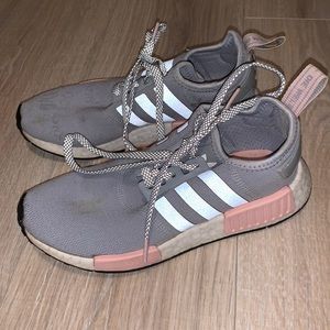 Adidas boost grey & pink star athletic shoes